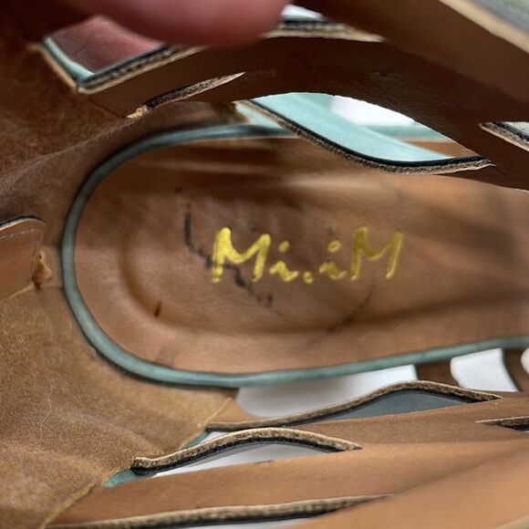 Trendy Mi.im Prague Teal Gladiator Style Sandals Size 7.5 Block Heel - Picture 7 of 13